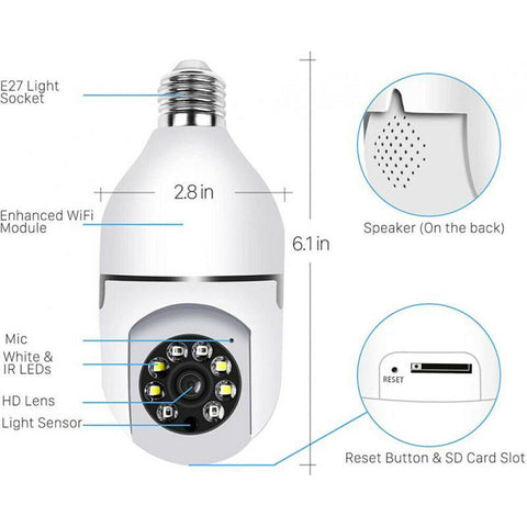 E27 Light Bulb Camera 1080P HD Wireless Wifi Smart Home Security Camera