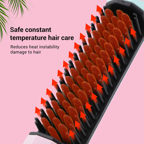 Straightening Comb Rechargeable Hair Wireless Straightener Curler Curling Straighten Dual-purpose Travel Portable USB Charging -Girls hair Straightener
