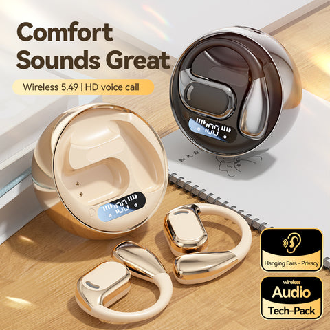 Fall Open-Ear Wireless Bluetooth Earphones – Lightweight, Noise Cancelling Stereo Earbuds with Charging Case for Sports, Gaming, Calling & Business
