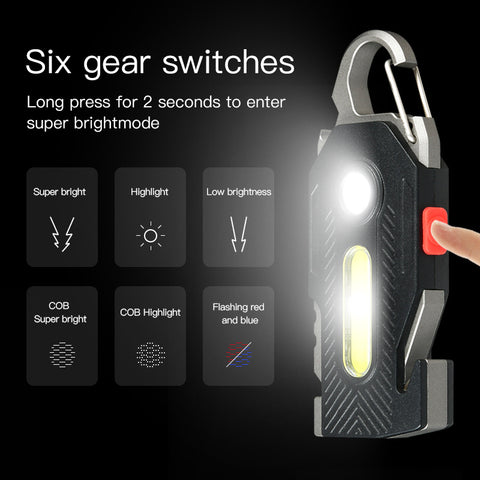 Multifunctional Charging Emergency Light Convenient Keychain Work Light COB High Brightness Maintenance Light Outdoor Camping LED Light  -smartlight