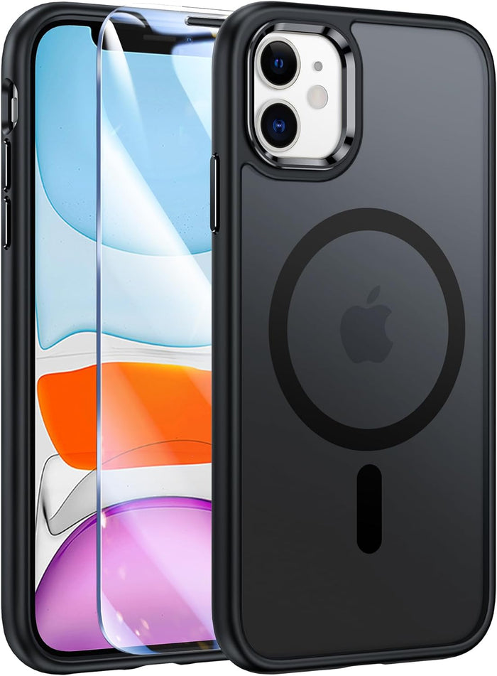 FNTCASE COVER for iPhone 11 12 13 14 15 16 & 17 Phone, Pro and Pro Max | Magnetic Frosted Translucent Slim Shockproof Cell Phone Cover | Military Grade Protection Drop Proof Tough Protective Cases
