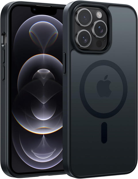 FNTCASE COVER for iPhone 11 12 13 14 15 16 & 17 Phone, Pro and Pro Max | Magnetic Frosted Translucent Slim Shockproof Cell Phone Cover | Military Grade Protection Drop Proof Tough Protective Cases