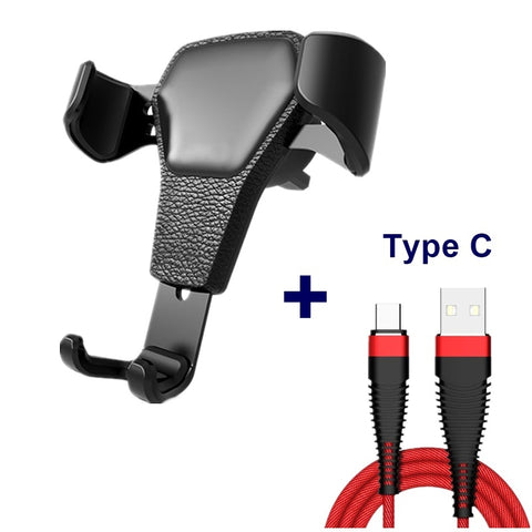 Leather grain gravity mobile phone car holder -car charger