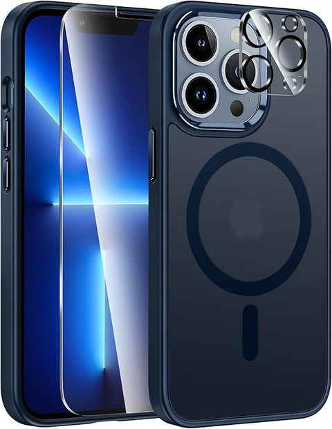 FNTCASE COVER for iPhone 11 12 13 14 15 16 & 17 Phone, Pro and Pro Max | Magnetic Frosted Translucent Slim Shockproof Cell Phone Cover | Military Grade Protection Drop Proof Tough Protective Cases
