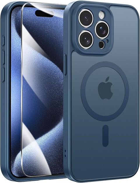 FNTCASE COVER for iPhone 11 12 13 14 15 16 & 17 Phone, Pro and Pro Max | Magnetic Frosted Translucent Slim Shockproof Cell Phone Cover | Military Grade Protection Drop Proof Tough Protective Cases