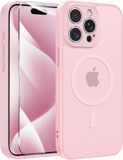 FNTCASE COVER for iPhone 11 12 13 14 15 16 & 17 Phone, Pro and Pro Max | Magnetic Frosted Translucent Slim Shockproof Cell Phone Cover | Military Grade Protection Drop Proof Tough Protective Cases