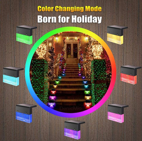 Waterproof New RGB LED Solar Light Step Fence Light -smartlight