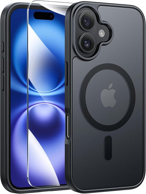 FNTCASE COVER for iPhone 11 12 13 14 15 16 & 17 Phone, Pro and Pro Max | Magnetic Frosted Translucent Slim Shockproof Cell Phone Cover | Military Grade Protection Drop Proof Tough Protective Cases