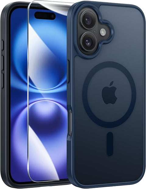 FNTCASE COVER for iPhone 11 12 13 14 15 16 & 17 Phone, Pro and Pro Max | Magnetic Frosted Translucent Slim Shockproof Cell Phone Cover | Military Grade Protection Drop Proof Tough Protective Cases