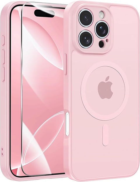 FNTCASE COVER for iPhone 11 12 13 14 15 16 & 17 Phone, Pro and Pro Max | Magnetic Frosted Translucent Slim Shockproof Cell Phone Cover | Military Grade Protection Drop Proof Tough Protective Cases
