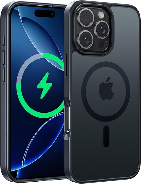 FNTCASE COVER for iPhone 11 12 13 14 15 16 & 17 Phone, Pro and Pro Max | Magnetic Frosted Translucent Slim Shockproof Cell Phone Cover | Military Grade Protection Drop Proof Tough Protective Cases