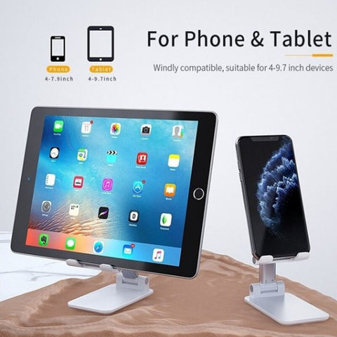 Metal Desktop Tablet Holder Table Cell Foldable Extend Support Desk Mobile Phone Holder Stand For iPhone iPad Adjustable -car charger