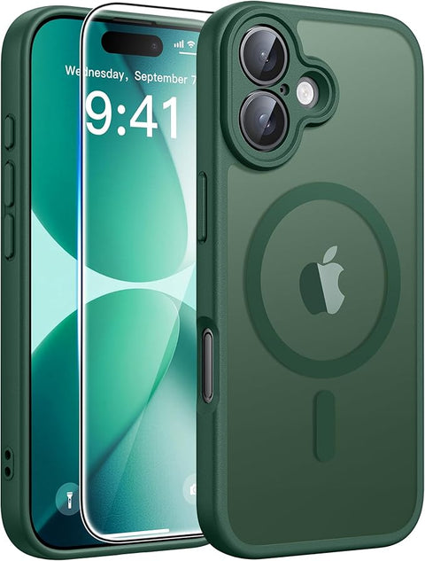 FNTCASE COVER for iPhone 11 12 13 14 15 16 & 17 Phone, Pro and Pro Max | Magnetic Frosted Translucent Slim Shockproof Cell Phone Cover | Military Grade Protection Drop Proof Tough Protective Cases