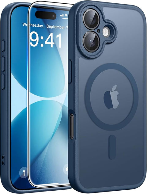 FNTCASE COVER for iPhone 11 12 13 14 15 16 & 17 Phone, Pro and Pro Max | Magnetic Frosted Translucent Slim Shockproof Cell Phone Cover | Military Grade Protection Drop Proof Tough Protective Cases