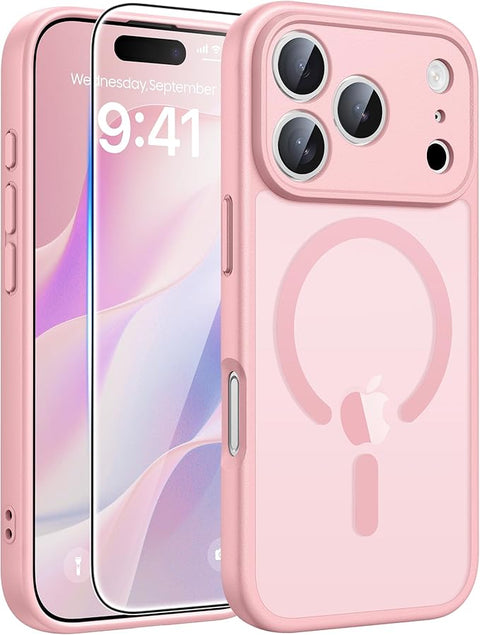 FNTCASE COVER for iPhone 11 12 13 14 15 16 & 17 Phone, Pro and Pro Max | Magnetic Frosted Translucent Slim Shockproof Cell Phone Cover | Military Grade Protection Drop Proof Tough Protective Cases