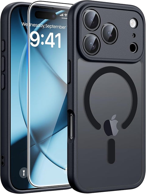 FNTCASE COVER for iPhone 11 12 13 14 15 16 & 17 Phone, Pro and Pro Max | Magnetic Frosted Translucent Slim Shockproof Cell Phone Cover | Military Grade Protection Drop Proof Tough Protective Cases