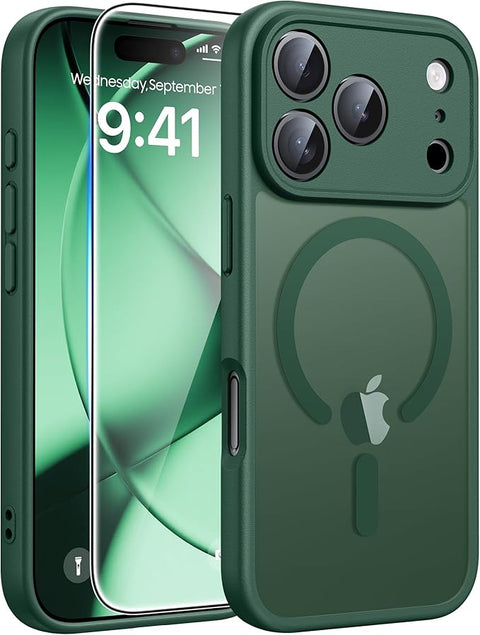 FNTCASE COVER for iPhone 11 12 13 14 15 16 & 17 Phone, Pro and Pro Max | Magnetic Frosted Translucent Slim Shockproof Cell Phone Cover | Military Grade Protection Drop Proof Tough Protective Cases