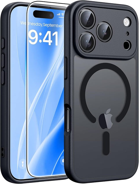 FNTCASE COVER for iPhone 11 12 13 14 15 16 & 17 Phone, Pro and Pro Max | Magnetic Frosted Translucent Slim Shockproof Cell Phone Cover | Military Grade Protection Drop Proof Tough Protective Cases
