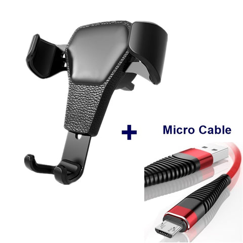 Leather grain gravity mobile phone car holder -car charger