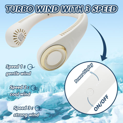 Turbine Neck Fan - Ideal For Summer Outdoor Activities - Essential For Hiking, Running And Cycling