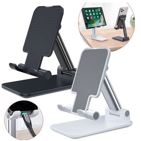 Metal Desktop Tablet Holder Table Cell Foldable Extend Support Desk Mobile Phone Holder Stand For iPhone iPad Adjustable -car charger