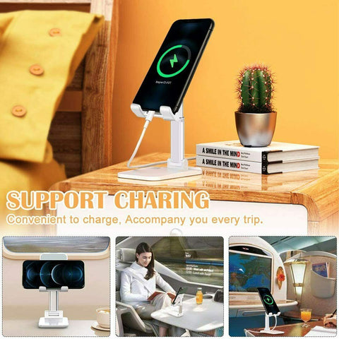 Cell Phone Stand Desktop Holder Tablet Stand Mount Mobile Phone Desktop Tablet Holder Table Cell Foldable Extend Support Desk Mobile Phone Holder Stand -car charger