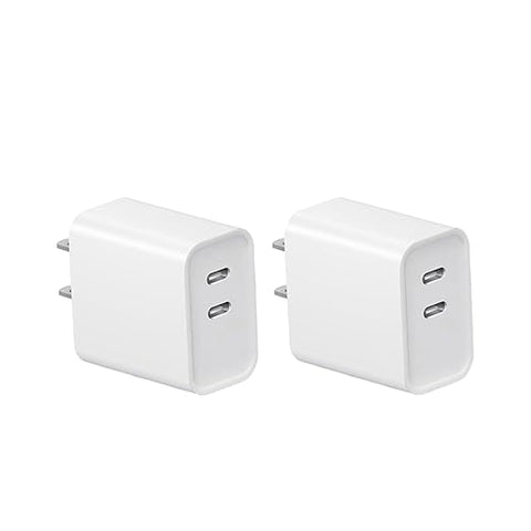 2-Pack, USB C Fast Charger Block, Dual Ports Plug Wall Chargers, 20W USB C Fast Chargers Block Fast Charger Compatible with 16/15/15 Pro/15 Pro Max/15 Plus/S24/S24+/S24U