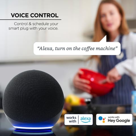 Smart Plugs, Compatible with Alexa and Google Home, WiFi Outlet Plug, Smart Socket, Timer Function, Indoor, App Control from Anywhere, 2.4 GHz WiFi Only Compatible