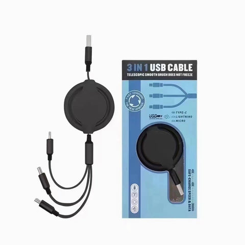 Three-in-one Mobile Phone Data Cable, Free Switching Of Interfaces, Multi-device Charging Is Super Convenient. -Chargers