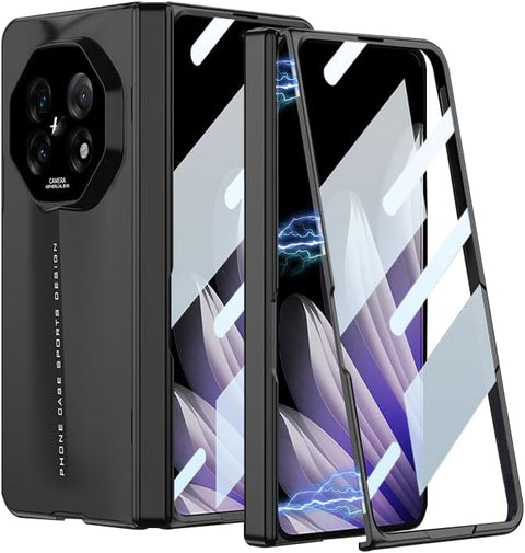 Compatible with Oppo Find N5 Screen Protector Shockproof Case,Built in Magnetic h Cover Hard Full-Body Protective Phone Cover for Find N5 2025(Lens Protector) (Black)