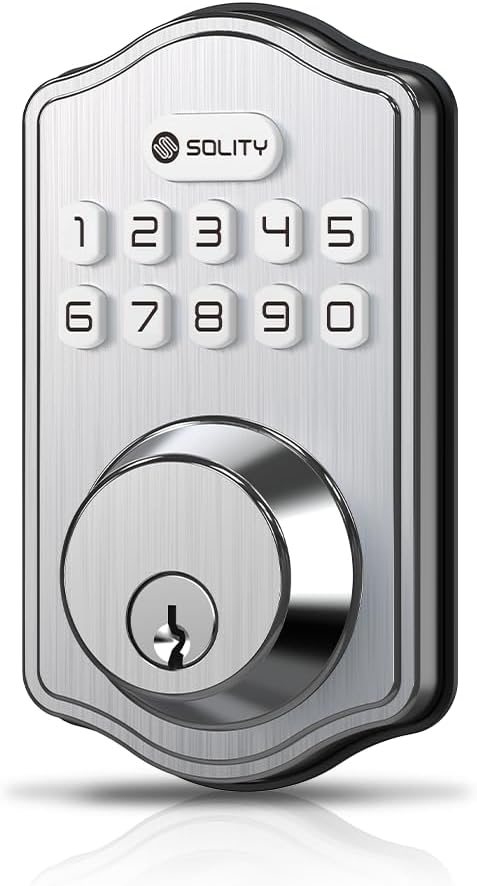 Smart Digital Electronic Deadbolt Door Lock, Keyless Entry, Auto Lock, 100 Custom Codes, Easy Installation, Keypad for Front & Back Door, Residential & Commercial, AT1 (Satin Nickel)