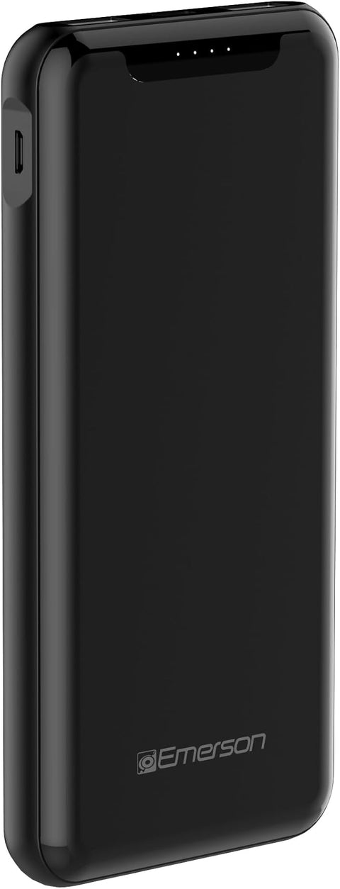 PB1001B Power Bank, Compact Travel Ready 10,000mAh Battery Pack with One USB-C and Two USB-A Outputs, Black