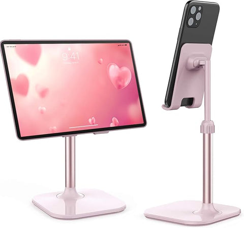 Cell Phone Stand, Phone Stand for Desk, Phone Holder Stand Compatible with iPhone and All Mobile Phones Tablet, Gifts for Adults Women Men Mom Wife, Pink
