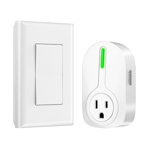 Wireless Remote Control Outlet, Indoor Remote Light Switch for Plug in Lamp, Small Electrical Appliance up to 100 Feet Away, 10A/1200W Wall Outlet Plug Kit