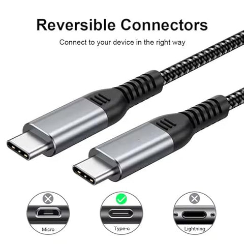 B&B Solutions USB-C to USB-C 60W 3A Fast Charger Cable, 480Mbps Speed for Apple iPhone 15, iPad, Samsung Galaxy, Tablets, Laptops, 3.3 (1 Meter) Foot