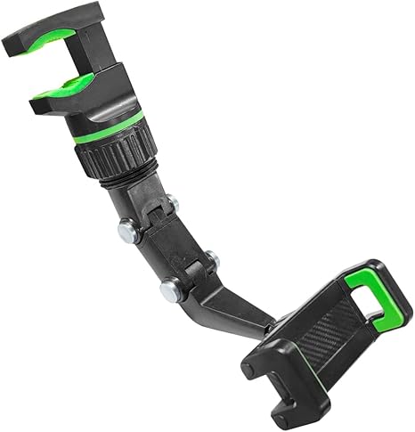 Rearview Mirror Phone Mount Holder for Car, 360° Rotating Adjustable Car Phone & GPS Holder, Universal Retractable Multifunctional Automobile Cradles for All Mobile Phones (Green) -Phone Holder