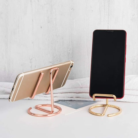 Cell Phone Iron Stand Holder, Rose Gold Universal Portable Tablets Holder, Compatible with All Mobile Phones by HubHnb (Golden) -Moblie Holder
