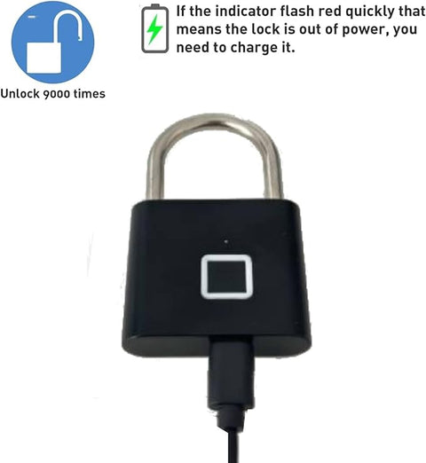Fingerprint Padlock, Locker Lock, Smart Pad Lock Waterproof Small Portable Padlock with USB Charging for Locker,Luggage, Gym, Suitcas