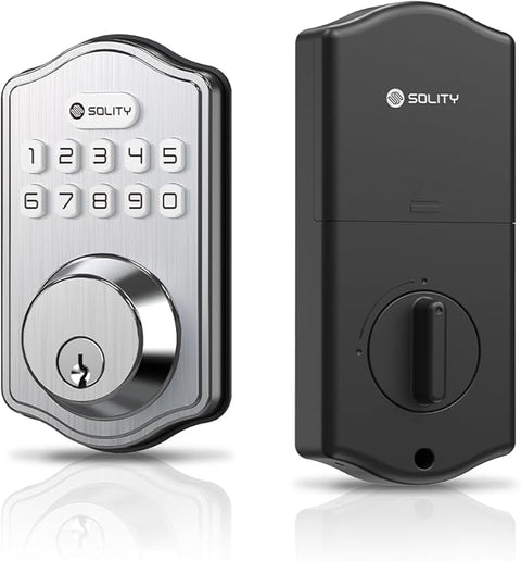 Smart Digital Electronic Deadbolt Door Lock, Keyless Entry, Auto Lock, 100 Custom Codes, Easy Installation, Keypad for Front & Back Door, Residential & Commercial, AT1 (Satin Nickel)