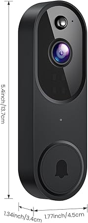 Wireless Smart Doorbell Camera, 1080P Video Resolutions, HD Live Image, AI Human Detection, Instant Alert, 2.4GHz Wi-Fi, Two- Way Audio, Night Vision, Cloud Storage,(Excluding Receiver)