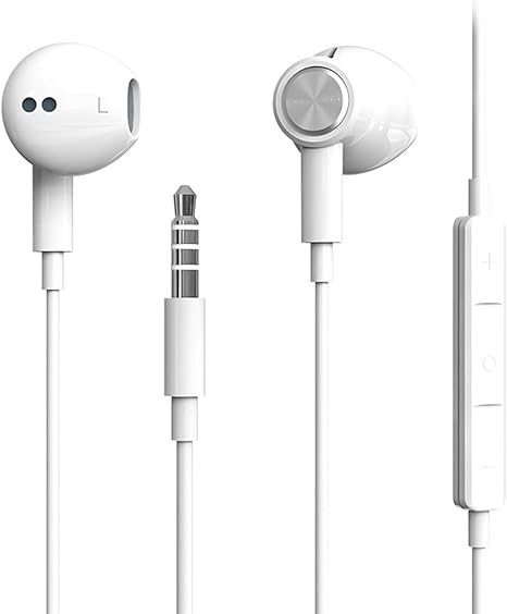 Hi-Res Extra Bass Handsfree Noise Isolating in-Ear Wired with Handsfree for iPhone, iPod, iPad, MP3, Huawei, Samsung, Lightweight Handsfree with Volume Control 3.5mm Jack Handsfree