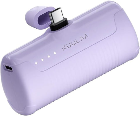 Portable Charger USB C Power Bank 4500mAh Small Portable Phone Charger Android Compact Plug in Battery Pack Portable Compatible with iPhone 15, Samsung Galaxy, Moto, LG, Pixel, Purple