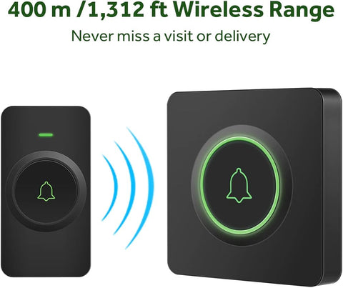 Wireless Doorbell over 1300 Feet Wireless Range, DB-21 Waterproof Door Bell Kit with 2 Buttons, 56 Melodies & 5 Volume Levels
