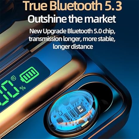Wireless Earbuds, Bluetooth 5.3 Headphones, Touch Noise Cancelling Earphones for Work/Sports, HiFi Digital LED Display Charging Case, IP7 Waterproof Mini Earbuds