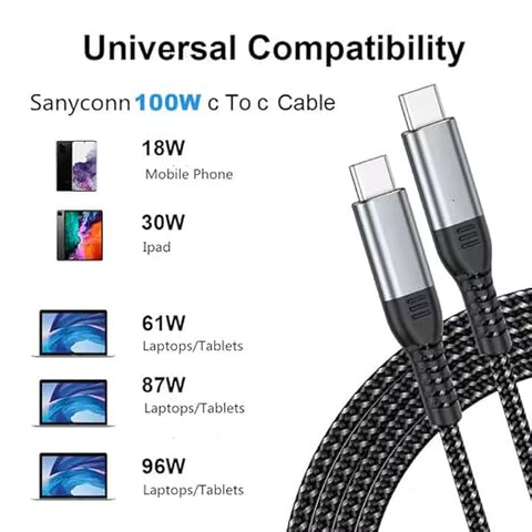 B&B Solutions USB-C to USB-C 60W 3A Fast Charger Cable, 480Mbps Speed for Apple iPhone 15, iPad, Samsung Galaxy, Tablets, Laptops, 3.3 (1 Meter) Foot
