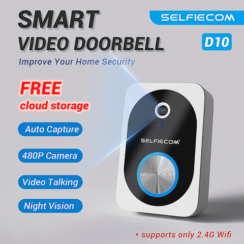 D10 Intelligent Wireless Doorbell Camera With Rechargeable Battery, Two-way Audio, 2.4G Wi Fi, APP Remote Intercom, Free Rolling Cloud Storage Built-in Battery