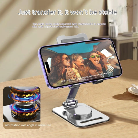 360 Degrees Rotate Metal Desk Mobile Phone Holder Stand For Phone Pad Adjustable Desktop Tablet Holderl Table Cell Phone Stand -car charger