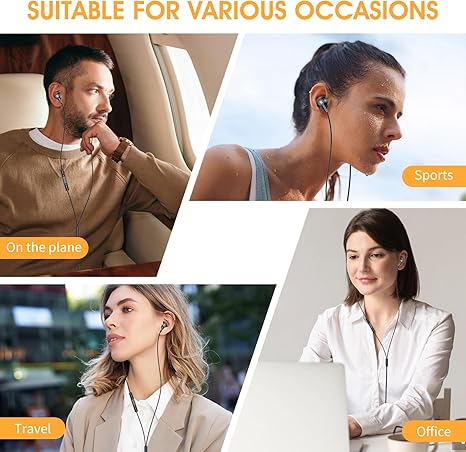 Black Wired Handsfree with Mic in-Ear Handsfree Build-in HiFi Stereo Handsfree Compatible for iPhone iPad Android Mp3 and Most of 3.5mm Aux Devices
