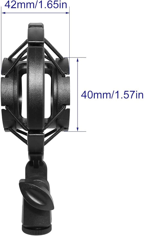Microphone Shock Mount Universal Black Anti-Vibration Mic Holder for 42~46mm/1.65~1.81in Diameter Studio Condenser Mic, Mic Clip Holder