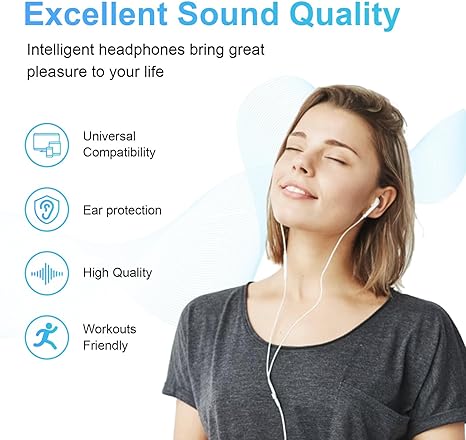 Wired Handsfree 4 Pack, HiFi Stereo Wired with Handsfree Volume Control Compatible with iPad, Laptop, MP3, Android Smartphones, Fits All 3.5mm Jack Device